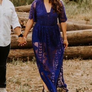 Gianni Bini Boho Lace Romper Maxi Dress